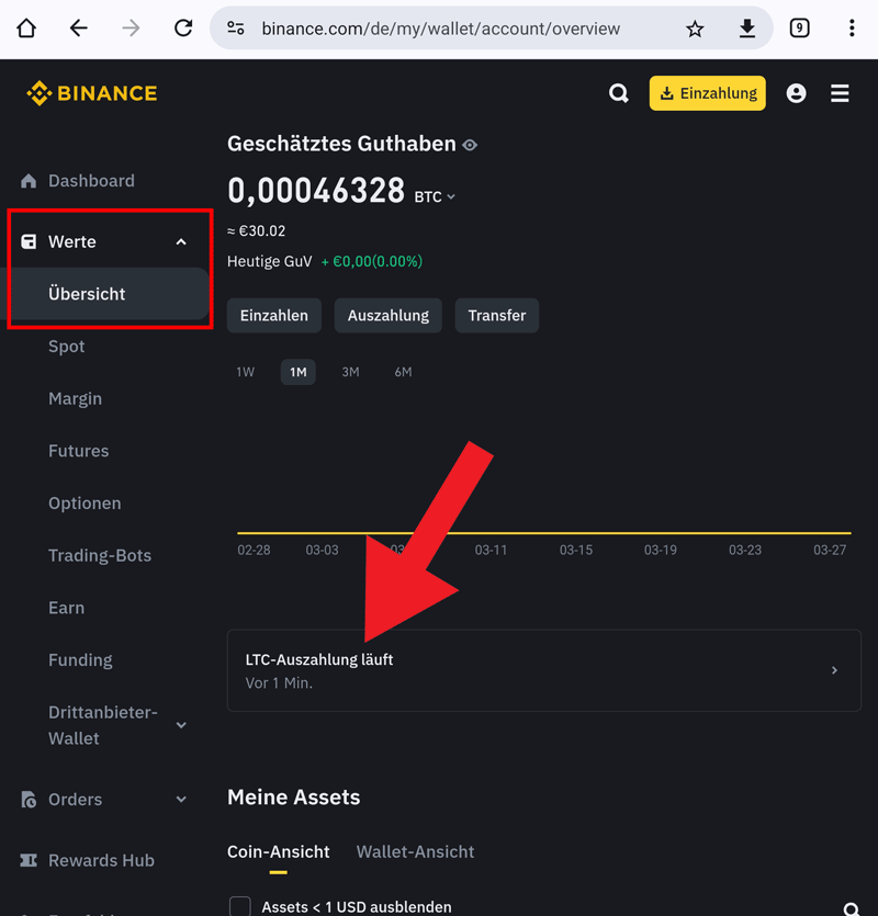 Auszahlungsübersicht