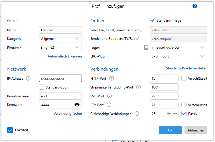 Settings übertragen