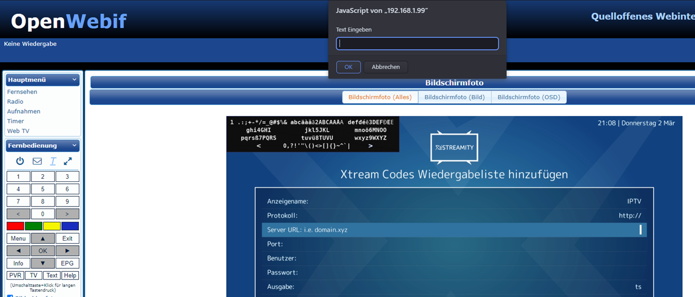 Xstreamity Konfiguration