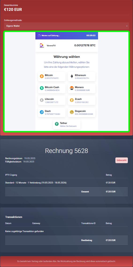 Rechnung mit Zahlungsmodul
